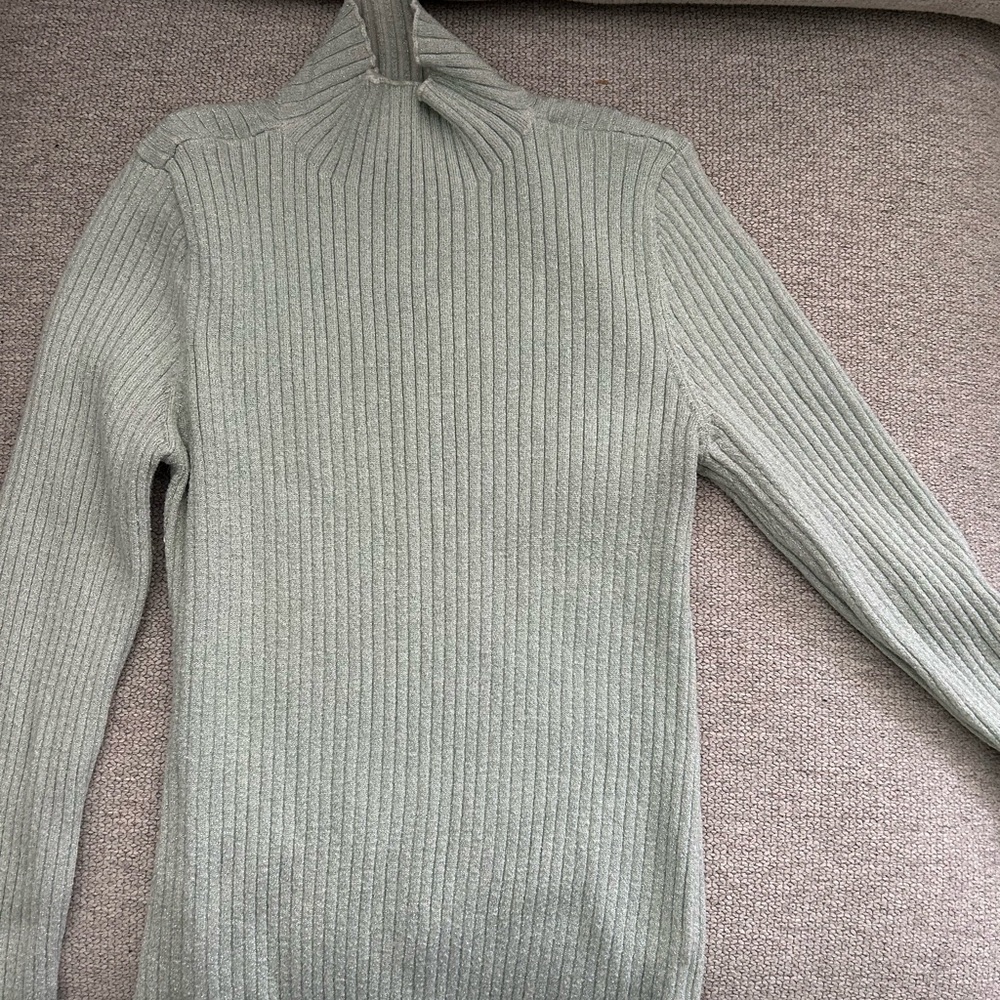 Nine West Green Ribbed Turtleneck Sweater
